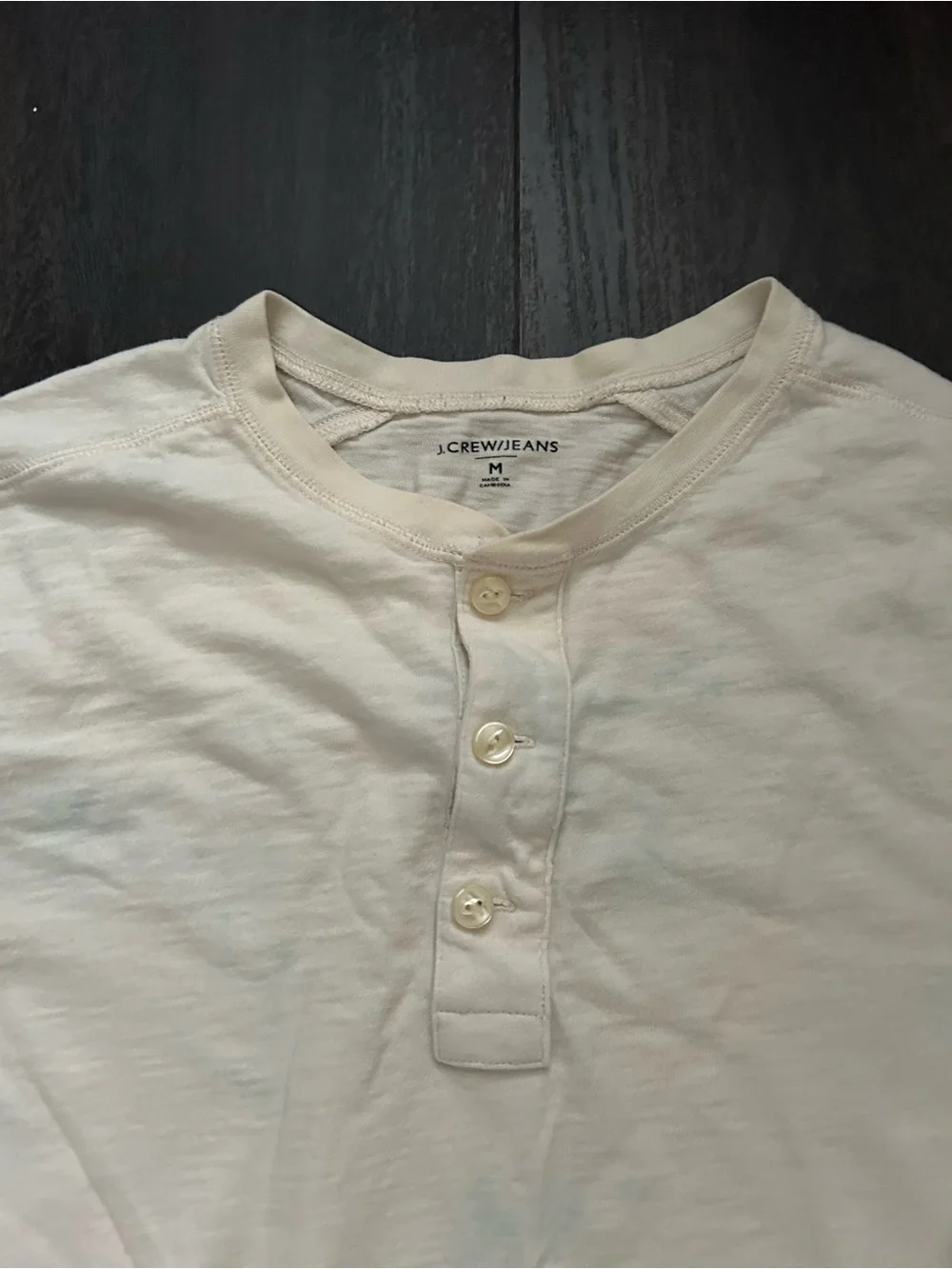J. Crew Cream Body Navy Sleeve Henley Long-Sleeve Shirt